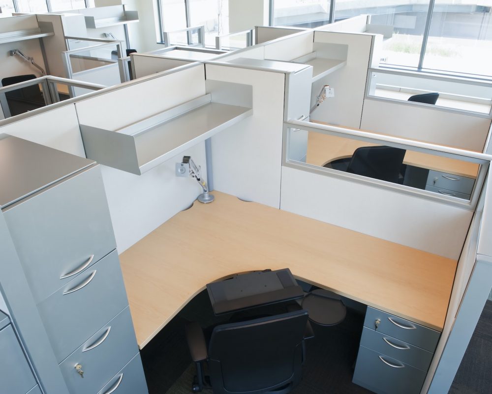 Empty cubicles in office